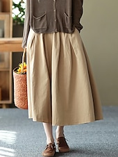 economico Vestiti-Per donna Gonna Altalena a dondolo Essenziale Informale Medio Vita alta Gonne Tinta unita Tasche Casual / quotidiano Fine settimana Nero Bianco Verde Cachi Estate Cotone Lino