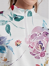 billiga Polos &amp;amp; kvartsdragkedjor-Dam Vandringspolotröja Rosa Långärmad Solskydd Överdelar Blommig Höst Vinter Golfkläder för damer Kläder Outfits Bär kläder