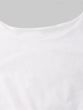preiswerte Weiße Freizeitkleider-Damen mittellanges Kleid weiß gestuft Bohemian Stil kurze Puffärmel lässig fließend Strand Sommer atmungsaktive Baumwolle Kleidung Bekleidung