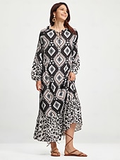 Χαμηλού Κόστους print casual φόρεμα-boho αφηρημένο μάξι φόρεμα με animal print