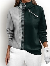 billiga Sweatshirt &amp;amp; Ytterkläder-Dam Pullover-tröja Svart Blå Rosenröd Långärmad Håller värmen Överdelar Färgblock Höst Vinter Golfkläder för damer Kläder Outfits Bär kläder