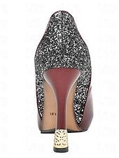 baratos Convidado do casamento-Sapatos de plataforma femininos – salto alto com bico redondo e detalhes brilhantes, ideais para convidadas de casamento, escritório e festas.