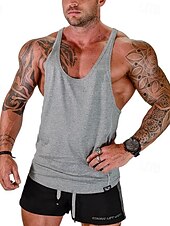 thumbnail image 2 of DBFL Men's Striped Tank Top – Horizontal Multi Stripe – Sleeveless – Red/Blue/Grey 2 of 2