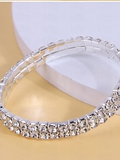 billige Armbånd og armringer-Dame Krystallarmbånd Fancy Mote Elegant Mote Luksus Legering Armbånd Smykker Sølv Til Bryllup Fest &amp; Aften Gave Bursdag Strand