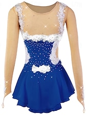 preiswerte Eiskunstlaufkleider-Eiskunstlaufkleid Damen Mädchen Eislaufen Kleider Austattungen Hellgelb Yan-pink  Violett Blume Gitter Spandex Spitze Hochelastisch Ausbildung Wettbewerb Eiskunstlaufkleidung Blume Dummes Licht