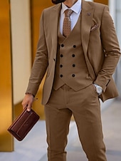 cheap Formal Suits-Men&#039;s Wedding Suits Black White Solid Colored Tailored Fit 3 Piece Single Breasted One-button