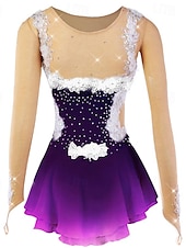preiswerte Eiskunstlaufkleider-Eiskunstlaufkleid Damen Mädchen Eislaufen Kleider Austattungen Hellgelb Yan-pink  Violett Blume Gitter Spandex Spitze Hochelastisch Ausbildung Wettbewerb Eiskunstlaufkleidung Blume Dummes Licht