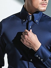 Per uomo Camicia Camicia con colletto a punta di lancia Camicie Camicia abbottonata Liscio Matrimonio Feste Nero Bianco Rosso Blu marino Manica lunga Bavero Primavera & Autunno Abbigliamento Bottone