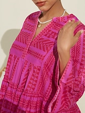 Damskie Codzienne sukienki Letnie sukienki Różowa sukienka Rumiany róż Rękaw 3/4 Geometryczny Wzór w paski %100 Pamuk Falbana Falbany Luźna Wiosna i lato Boho Walentynki Prosty styl mody Urlop Plaża tanie drukowana sukienka na co dzień-Damskie Codzienne sukienki Letnie sukienki Różowa sukienka Rumiany róż Rękaw 3/4 Geometryczny Wzór w paski %100 Pamuk Falbana Falbany Luźna Wiosna i lato Boho Walentynki Prosty styl mody Urlop Plaża