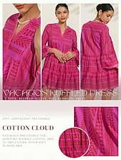 Damskie Codzienne sukienki Letnie sukienki Różowa sukienka Rumiany róż Rękaw 3/4 Geometryczny Wzór w paski %100 Pamuk Falbana Falbany Luźna Wiosna i lato Boho Walentynki Prosty styl mody Urlop Plaża tanie drukowana sukienka na co dzień-Damskie Codzienne sukienki Letnie sukienki Różowa sukienka Rumiany róż Rękaw 3/4 Geometryczny Wzór w paski %100 Pamuk Falbana Falbany Luźna Wiosna i lato Boho Walentynki Prosty styl mody Urlop Plaża