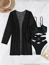 olcso 3 részes bikini szett-Női Szabályos Pizsamák Szexi testek Szettek Sima meleg Szexi Szabadság Otthon Ágy Úszás Nejlon Szabadtéri Rugalmas Ujjatlan Szoknya 3 db Nyár