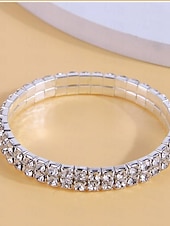 billige Armbånd og armringer-Dame Krystallarmbånd Fancy Mote Elegant Mote Luksus Legering Armbånd Smykker Sølv Til Bryllup Fest &amp; Aften Gave Bursdag Strand