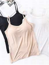 cheap Women&#039;s Sleep Tops &amp; Bottoms-Women&#039;s Pajamas Top Pure Color Simple Comfort Daily Rayon Breathable Straps Sleeveless Strap Top Backless Chest pads Summer Spring Home Outfits