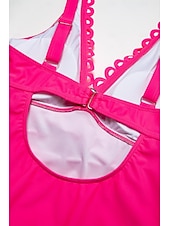 economico Costumi da bagno di stilisti-costume intero con scollo a V e bordo petalo a triangolo