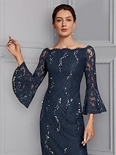ieftine Seturi de rochii pentru mama-Rochie în două piese Fustă pentru mama miresei Invitat la nuntă Elegantă Rochie de petrecere pe umeri Lungime până la genunchi Chiffon Dantelă Mătase imitată Mâneci 3/4 cu fundițe 2025 mărime