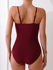 economico Costumi interi-Costume da bagno intero da donna chiave nera scollo a V stile top serbatoio semplice classico spiaggia piscina moda estiva copertura totale controllo della pancia