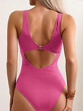 Недорогие Монокини-Женский купальник в одном целом стройнящий с рюшами монокини контроль живота высокая талия стройный без спины для отпуска пляжная одежда однотонный V-образный вырез без рукавов