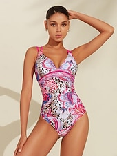 baratos trajes de banho de grife-Maiô triangular com estampa de leopardo