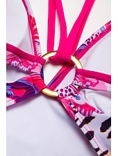 baratos trajes de banho de grife-Maiô triangular com estampa de leopardo