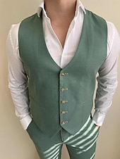 abordables Costumes d&amp;#39;affaires-Pour des hommes Mariage Costume Vert Sauge Grande occasion Couleur Pleine Coupe Sur-Mesure Ensemble de 3 pièces Droit deux boutons