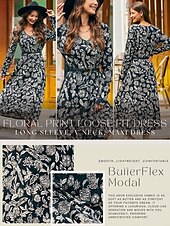 voordelige casual jurkje met print-Swing midi-jurk met bloemenprint en v-hals