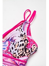 baratos trajes de banho de grife-Maiô triangular com estampa de leopardo