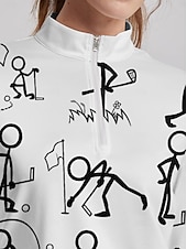 billiga Polos &amp;amp; kvartsdragkedjor-Dam Vandringspolotröja Vit Långärmad Solskydd Överdelar Höst Vinter Golfkläder för damer Kläder Outfits Bär kläder
