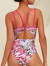 baratos trajes de banho de grife-Maiô triangular com estampa de leopardo