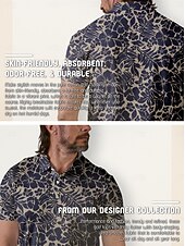 cheap Men's Golf Clothing-Men's Golf Polo Shirt Brown Short Sleeve Sun Protection Top Leaf Golf Attire Clothes Outfits Wear Apparel