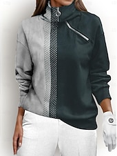 billiga Sweatshirt &amp;amp; Ytterkläder-Dam Pullover-tröja Svart Blå Rosenröd Långärmad Håller värmen Överdelar Färgblock Höst Vinter Golfkläder för damer Kläder Outfits Bär kläder
