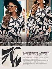 voordelige casual jurkje met print-A-lijn midi-jurk met bladprint, ruches en knopen