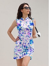 abordables Ropa de golf femenina-Mujer vestido de golf Púrpula Claro Sin Mangas Floral Ropa de golf para damas Ropa Trajes Ropa Ropa