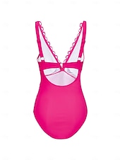 economico Costumi da bagno di stilisti-costume intero con scollo a V e bordo petalo a triangolo