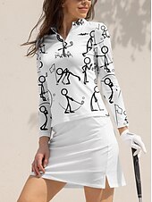 billiga Polos &amp;amp; kvartsdragkedjor-Dam Vandringspolotröja Vit Långärmad Solskydd Överdelar Höst Vinter Golfkläder för damer Kläder Outfits Bär kläder