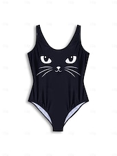 abordables Maillots de bain une pièce-Maillots de bain pour femmes Maillot de bain une pièce Imprimé Vacances Plage Chat Sans manches