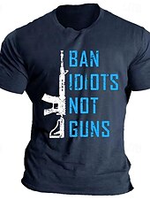 abordables T-shirt graphique pour hommes-Homme Citations &amp; Proverbes Arme T-shirt T-shirt graphique Coton Manche Courte Graphique Chemise Noir Bleu Gris clair T-shirt confortable Vacances Tenue quotidienne Vêtements de créateurs de mode
