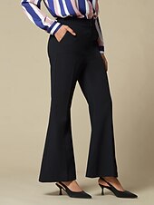 voordelige Broek-Boot-cut broek met hoge taille en elasticiteit