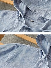 voordelige luxe linnen overhemden-100% linnen Voor heren linnen overhemd Overhemd Strand hemd Zwart Wit Donker Marine Lange mouw Effen Capuchon Lente &amp; Herfst Buiten Dagelijks Kleding