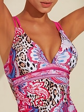 baratos trajes de banho de grife-Maiô triangular com estampa de leopardo