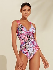 baratos trajes de banho de grife-Maiô triangular com estampa de leopardo