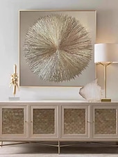 Недорогие Абстрактные картины-золото серебро лист холст искусство ручная роспись абстрактная оригинальная современная серебряная фольга текстурированная акриловая картина для гостиной настенное искусство домашний декор растянутая