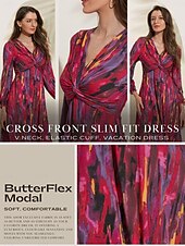 cheap Print Casual Dress-Graphic Knot Front A-Line Midi Dress