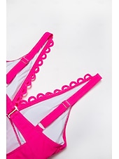 economico Costumi da bagno di stilisti-costume intero con scollo a V e bordo petalo a triangolo