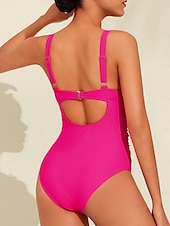 economico Costumi da bagno di stilisti-costume intero con scollo a V e bordo petalo a triangolo