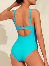 economico Costumi da bagno di stilisti-costume intero con scollo a V e bordo petalo a triangolo