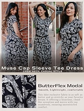 cheap Print Casual Dress-Floral Crew Neck Maxi Dress