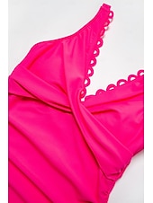economico Costumi da bagno di stilisti-costume intero con scollo a V e bordo petalo a triangolo