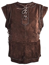 billiga Blast-Medeltida kostymer Renässans Kappa Väst Krigare Viking Maskeradkläder Herr Viking Halloween Karnival Prestanda Fest / afton LARP Vuxna Väst