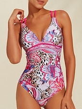 baratos trajes de banho de grife-Maiô triangular com estampa de leopardo