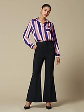 voordelige Broek-Boot-cut broek met hoge taille en elasticiteit